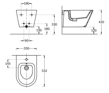 Биде Kerama Marazzi PLAZA MODERN ПЛАЗА МОДЕРН PLM.bidet.02 подвесное, белый глянцевый