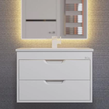 Тумба с раковиной для ванной Uperwood Modul 65 см, подвесная, глянцевая, белая