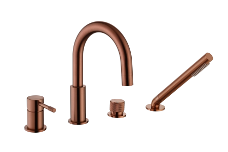 Смеситель врезной на борт ванны Boheme UNO Copper Brushed 460-CB
