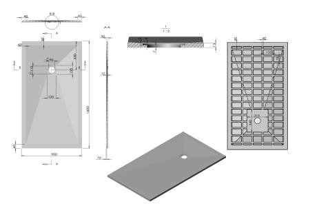 Поддон для душа Vincea из искусственного камня VST-4SR9016A, 1600*900*30, антрацит