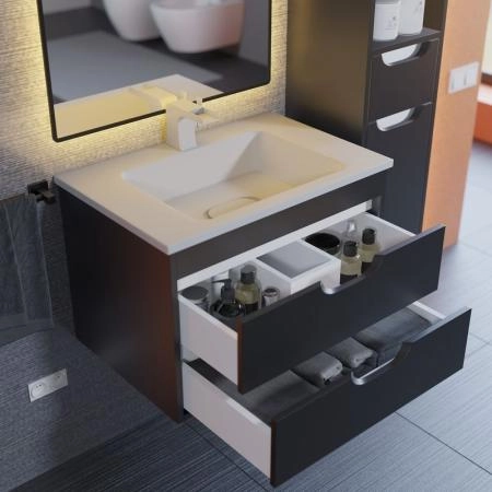 Тумба под раковину для ванной Uperwood Modul 65 см, подвесная, матовая, черная