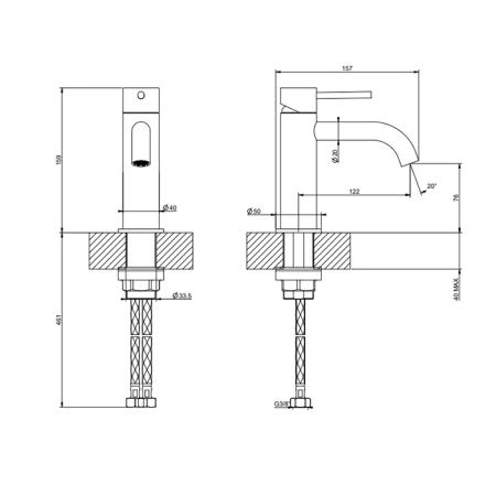 Gessi 316 Смеситель для раковины, на 1 отв., излив 12.3см, цвет: brushed copper pvd
