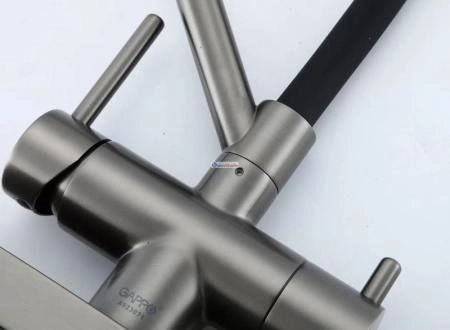 Смеситель для кухни Gappo G4098-9 с водопадом оружейная сталь