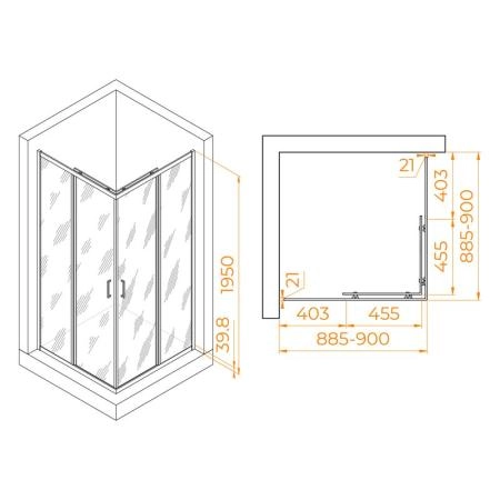 Душевой уголок RGW PA-030B Passage 90x90 Черный матовый матовое
