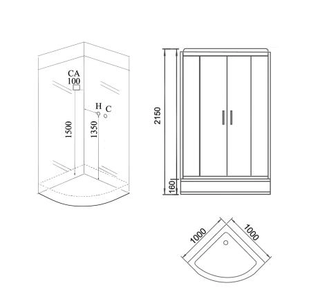 Душевая кабина GROSSMAN GR141 (100x100x215) гидромассажная с радио