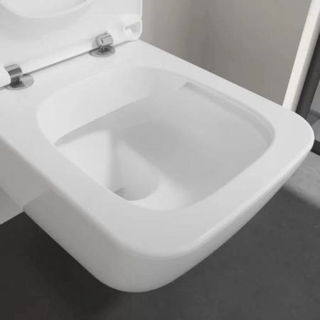 Villeroy&Boch Venticello Унитаз 37.5х56х33см., подвесной, безободковый, в комплекте сиденье SlimSeat c микролифтом, CeramicPlus, цвет: альпийский белый
