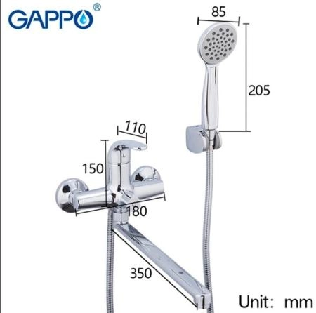 Смеситель Gappo G2235 для ванны длинный излив хром