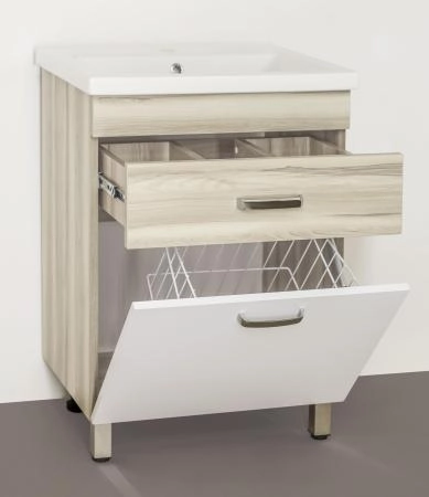 Тумба под раковину Style Line Elfante Ориноко 60 COMO 60 с бельевой корзиной