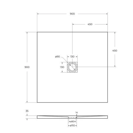 Душевой поддон BelBagno 90x90 искусственный камень белый квадратный TRAY-MR-UNO-A-90-35-W-CR