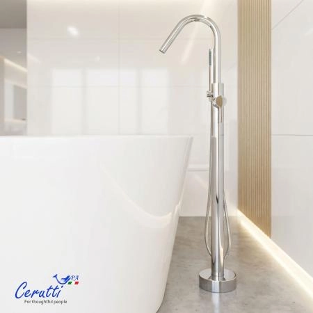 Смеситель напольный Ceruttispa Селла (SELLA) из латуни, цвет хром