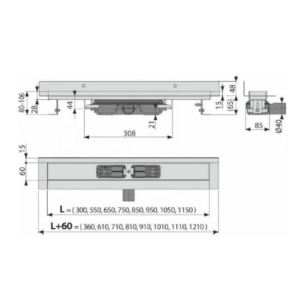 Душевой лоток AlcaPlast APZ116-1050 Wall Low