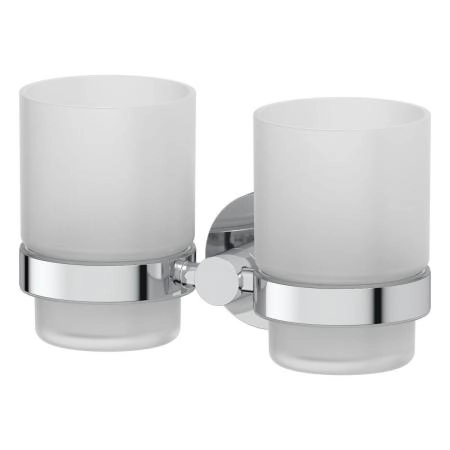 Держатель с 2-мя стаканами матовое стекло;  ARTWELLE Harmonie HAR 013 хром