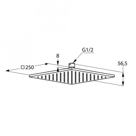 Верхний душ Kludi A-Qa 6442505-00 25x25 см квадратный, плоский 8 мм, цвет хром