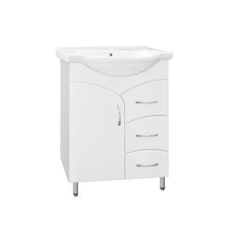 Тумба под раковину Style Line Эко Стандарт 65 (3 ящ.) напольная с ящиками, белая