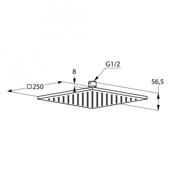 Верхний душ Kludi A-Qa 6442505-00 25x25 см квадратный, плоский 8 мм, цвет хром
