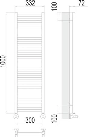 Полотенцесушитель Terminus Аврора П20 300х1000 водяной