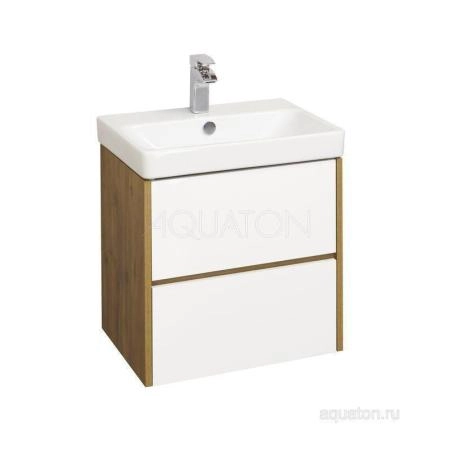 Тумба под раковину AQUATON Сканди 55 белая, дуб рустикальный 1A251701SDZ90
