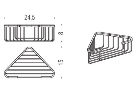 Colombo Basic Угловая металлическая полочка 24.5x15x8см, цвет: хром