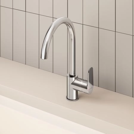 Смеситель VitrA Flow Soft  A43419EXP с поворотным изливом однорычажный хром латунь