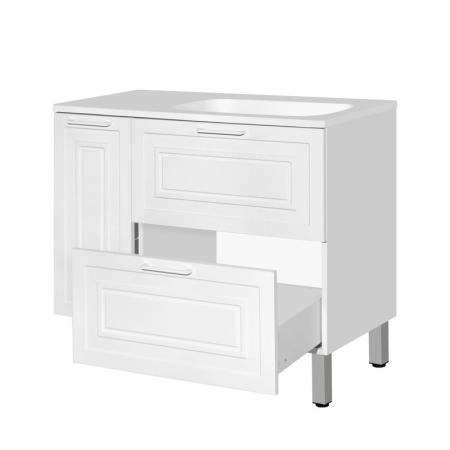 Тумба Style Line Elfante Альба (2 ящ./корзина) Барселона 90 Правая, Люкс, белый, PLUS универсальная