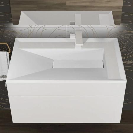 Раковина для ванной полувстраиваемая Uperwood Lotus 80 см, прямоугольная, белая глянцевая