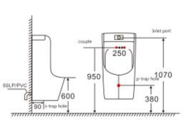 Писсуар настенный SantiLine SL-6003 с функцией электронного смыва