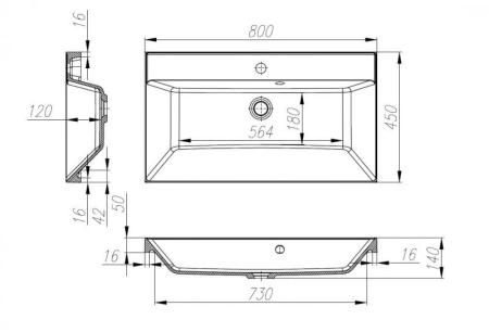 Тумба под раковину Belbagno MARINO Bianco Lucido подвесная 800x450x500 MARINO-800-2C-SO-BL-P