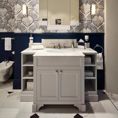Devon&Devon Flair Тумба под раковину 128х102см., со столешницей из мрамора Calacatta Borghini и раковиной White50, цвет: Off White