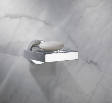 Мыльница Keuco EDITION 90 19055019000 в комплекте с держателем, подвесная, хрусталь/латунь