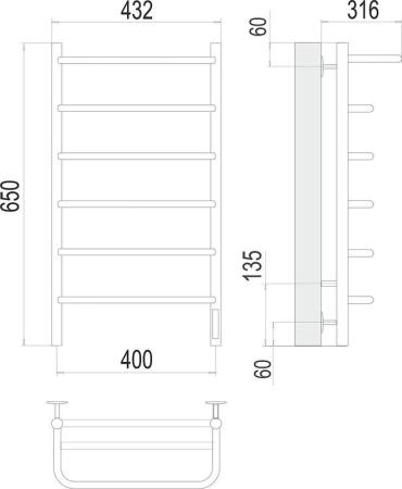 Полотенцесушитель Terminus Полка П6 400х650 электро