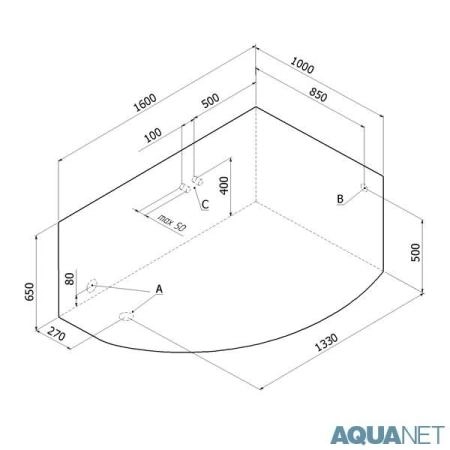 Ванна Aquanet Jamaica 160х100 без гидромассажа правая
