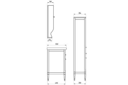 Тумба под раковину ASB-Woodline Гранда 105 Белый (патина серебро)