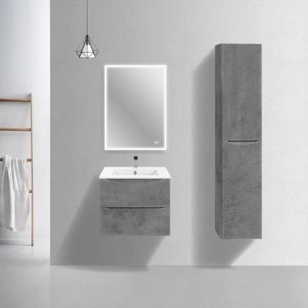 Тумба под раковину Vincea Mia Slim 600 подвесная, 2 выкатных ящика soft close, Beton