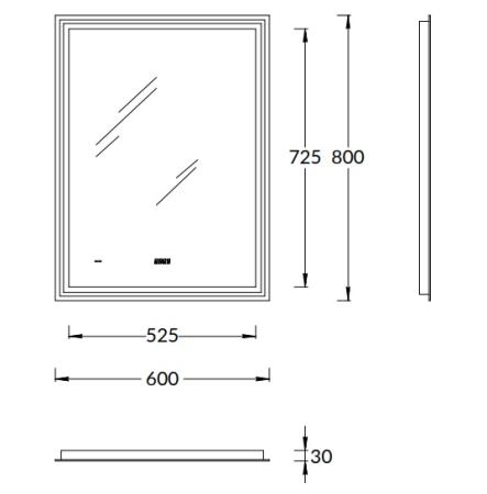 Зеркало Kerama Marazzi TECNO ТЕКНО TE.mi.60 c LED 60 с подсветкой, с функцией антизапотевание, белое глянцевое