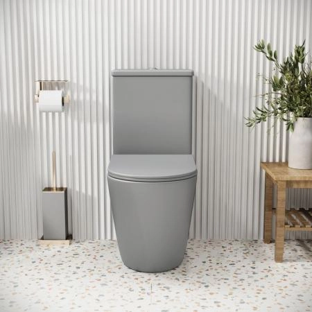 Унитаз Grossman GR-4480GLMS Color (620*365*810) СВЕТЛО-СЕРЫЙ МАТОВЫЙ напольный Безободковыйс