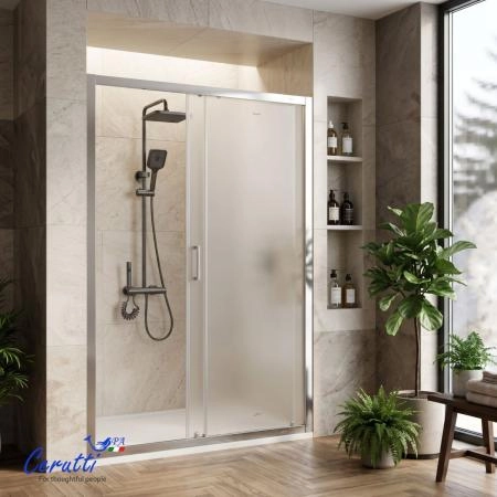 Душевая дверь СeruttiSPA GLORIA D120F (120x195) стекло матовое, алюм. полир.проф. БЕЗ ПОДДОНА