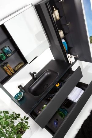 Зеркальный шкаф Boheme Vallessi 80 антрацит матовый с подстветкой 547-A matt