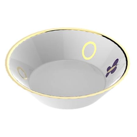 THG CAPUCINE MAUVE DECOR OR Блюдо керамическое ø130 мм., настольное, декор золото/лиловый, цвет: белый