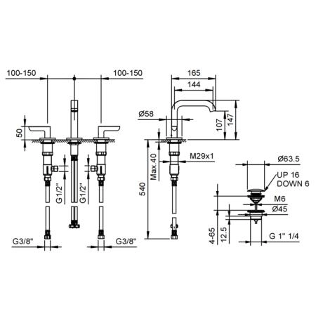 Fantini Icona Deco Смеситель для раковины, 3 отверстия, цвет: хром