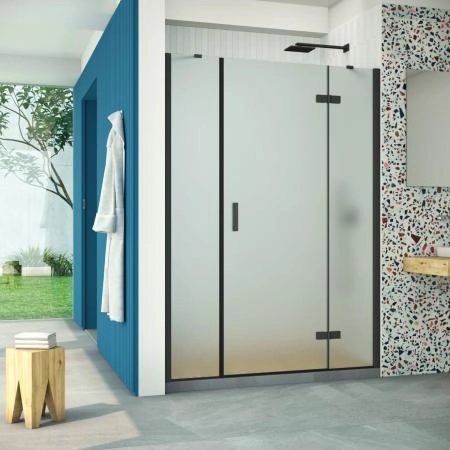 Душевая дверь Vegas-glass AFP-F Retta 150 02М 10 R, профиль черный матовый, стекло сатин