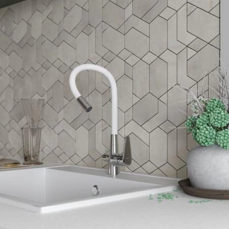 Смеситель для кухонной мойки ESKO Coral CL 03 W хром белый