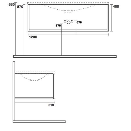 TW Shape комплект мебели, база с раковиной Kerasan 548001*1, 122х52см, с 1-м выдвиж. ящиком с механизмом push to open, цвет: серый матовый RAL7016