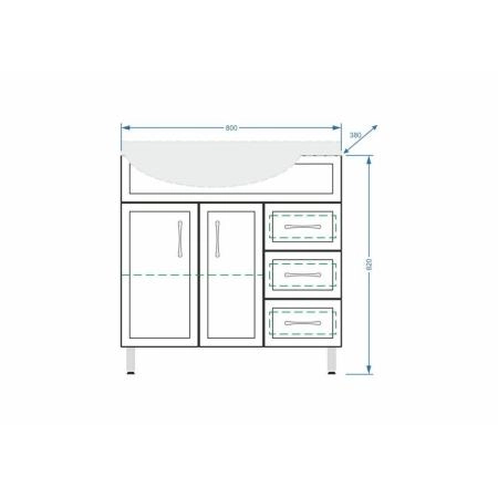 Тумба под умывальник Stella Polar Концепт 80, 3 ящ., Коралл 83, правая
