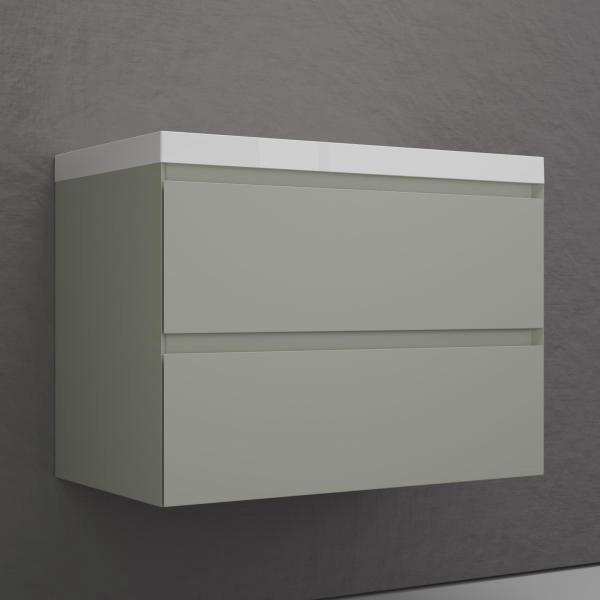 Тумба подвесная Style Line Манхэттен 80 ЭМАЛЬ под ASTI 80 2 ящика PLUS олива