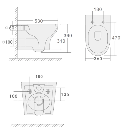 унитаз подвесной Boheme с функцией биде FIORE Черный матовый c крышкой, функция Торнадо 978-SET-2-B