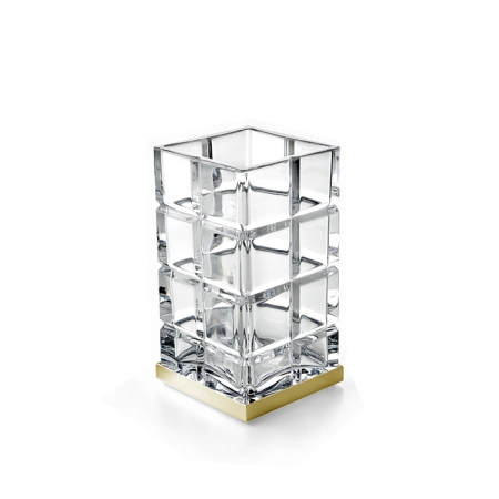 3SC Palace стакан 75x75x140h мм, настольный, прозрачный хрусталь, цвет Polished Gold 24Kt