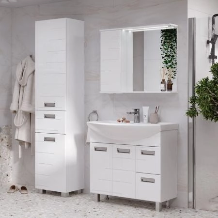 Тумба для ванной Volna Joli 80.2D.2Y напольная (Балтика) раковина отдельно