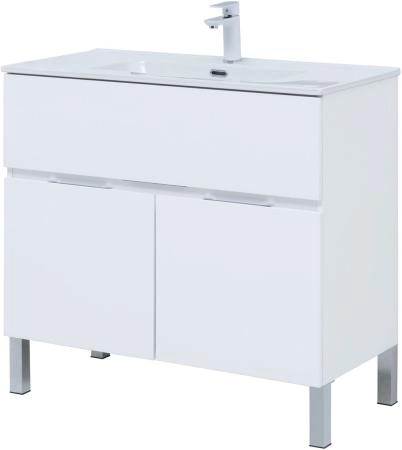 Тумба под раковину Aquanet Алвита New 90 1 ящик, 2 дверцы, белый матовый