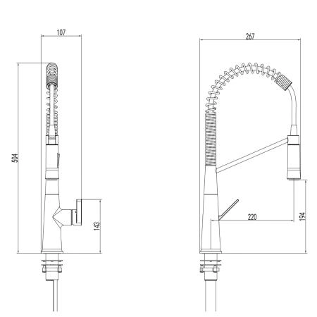 Смеситель для кухонной мойки Azario SPRING выдвижной излив, подключение к фильтру для воды, хром (AZ-VGT569183C)