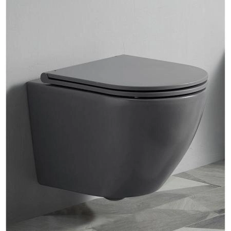 Унитаз Ceramalux 2197MG Grey matt RIMLESS подвесной микролифт